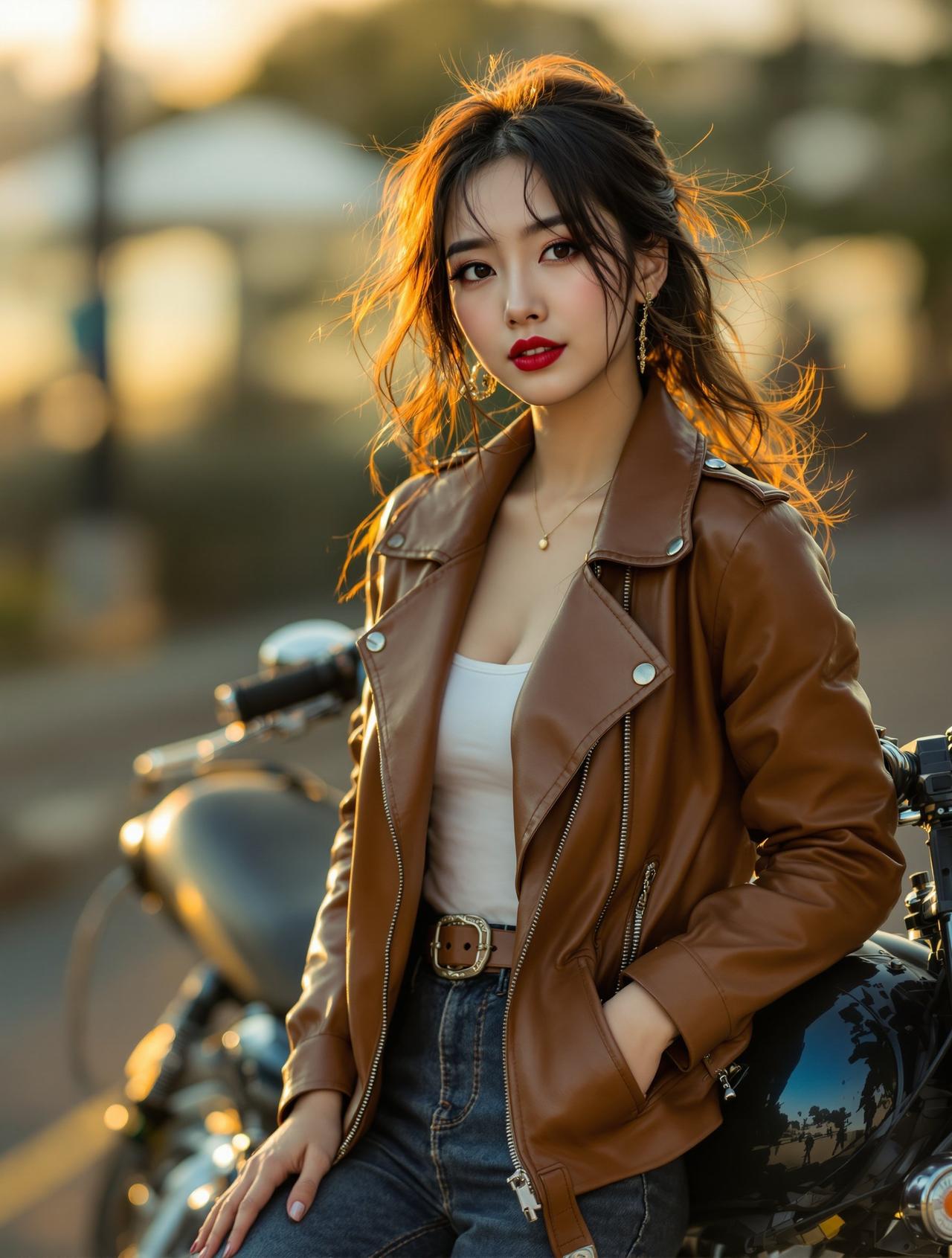 机车皮衣少女 - 赵雨萱 - cos图片唯美写真作品